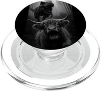 Funny Highland Cow Dinosaur Trex Selfie Animal Lover PopSockets PopGrip for MagSafe