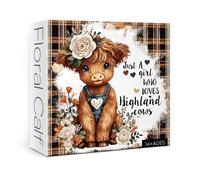 Funny Highland Cow Flower Puzzles for Adults 1000 Pieces, Cute Alpine Cattle Floral Art Jigsaw Puzzles, Impossible Plaid Inspirational Animal Puzzle