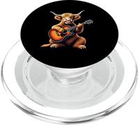 Funny Highland Cow Playing Guitar Design for Music Lovers PopSockets PopGrip for MagSafe