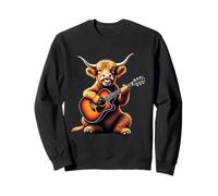 Funny Highland Cow Playing Guitar Design for Music Lovers Sweatshirt