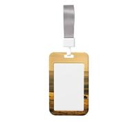 Funny Highland Cow Printed Id Badge Holder with Neck Strap Vertical Waterproof Name Card Holder for Office School