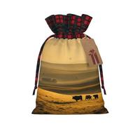 Funny Highland Cow Printing 4.7x6.9 Inch Christmas Bag Drawstring Closure,For Christmas Anniversaries Birthdays,Holds Gifts