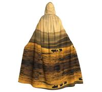 Funny Highland Cow Printing 57.8 Inches Length Adult Vampire Hooded Cloak,Hooded Cloak For Halloween Role Playing With Tie