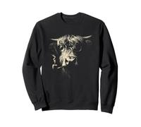 Funny Highland Cow Quirky Animal Retro Smoking Pipe Design Sweatshirt
