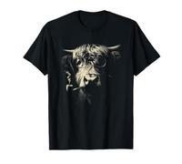 Funny Highland Cow Quirky Animal Retro Smoking Pipe Design T-Shirt