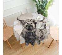 Funny Highland Cow Round Tablecloth - Washable Perfect for Buffet Tables, Parties, Picnic Lunch. -60 Inch Affordable