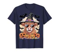 Funny Highland Cow Spooky Pumpkin Halloween Design T-Shirt