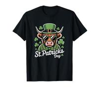 Funny Highland Cow Tee Irish Lucky Shamrock St Patricks Day T-Shirt