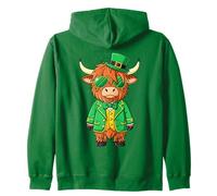 Funny Highland Cow Tee Irish Lucky Shamrock St Patricks Day Zip Hoodie