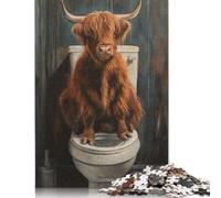 Funny Highland Cow Toilet Jigsaw Puzzles 500 Pieces for Adults | Puzzles | 500 Piece Puzzle Educational Games Home Decoration Puzzle 500pcs (52x38cm)