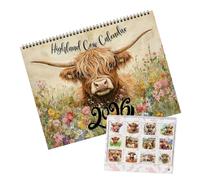 Funny Highland Cow Wall Calendars 2026, 11.02x8.66 Inches Thick Paper Calendar, with Hanging Hole, not Easy to Fade, Scottish Wall Art Decor, for Student Teacher Planning Home School