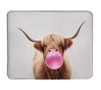Funny Highland Cow Western Animals Mouse Pad, Pink Bubble Gum Highland Cow Print Mouse Pads for Wireless Mouse Computers Laptop Desk Accessories Women Office Supplies, 11.8" x 9.8"