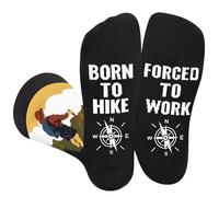 Funny Hike Socks for Men Women Dad Teenage Boys - BORN TO HIKE FORCED TO WORK Novelty Fun Funky Happy Silly Socks for Hiker - Hiking Equipment Fathers Day Birthday Gift Ideas Christmas Stocking Filler