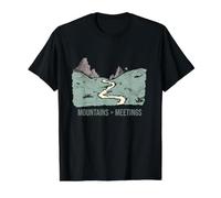 Funny Hiker Humor Mountains Over Meetings Value Graphic T-Shirt, Men, Black, XL