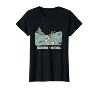 Funny Hiking Humor Mountains Over Meetings Value Graphic T-Shirt, Women, Black, L