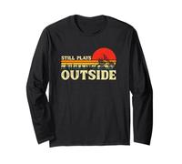 Funny Hiking Still Plays Outside Retro Mountain Camping Long Sleeve T-Shirt