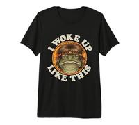 Funny Hippie Frog I Woke Up Like This Sleepy Tired Mood Premium T-Shirt