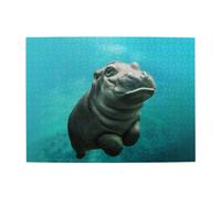 Funny Hippo,500 Pieces Puzzles for Adults-Wooden Jigsaw Puzzle for Adults Elderly