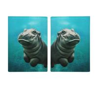 Funny Hippo Travel Passport Wallet Credit Card Holder Cover Case Protector
