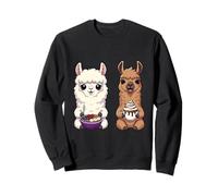 Funny Hipster Cute Llama & Alpaca Acai Bowl & Hot Chocolate Sweatshirt