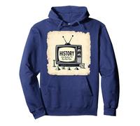 Funny History: Reality TV But Not Fake Pullover Hoodie, Adult Unisex, Navy, XXL