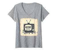 Funny History: Reality TV But Not Fake V-Neck T-Shirt, Women, Heather Grey, L