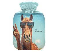 Funny Hold Your Horse hot Bottle Water Bag with Soft Cover, 2L Warm Water Bottle for Bed for Hot and Cold Therapies, Arthritis, Bolsa de agua Caliente para el Dolor