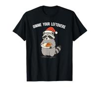 Funny Holiday Santa Hat Raccoon Eating Pie Meme T-Shirt