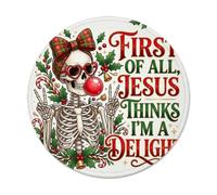 Funny Holiday Skeleton Quote Christmas Small Mouse Pad | Plaid Bow, Heart Glasses, Holly Leaves, Candy Canes, Humorous Quote, Seasonal Office Decor