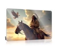 Funny Home Bar Signs Native American Warrior On Horseback At Sunset Tin Sign Bar Signs For Man Cave Man Cabe Decor(20X30CM)