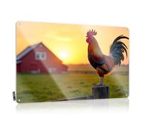 Funny Home Bar Signs Rooster Crowing At Sunset On The Farm Tin Sign Bar Signs For Man Cave Man Cabe Decor(20X30CM)