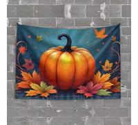 Funny Home Decor Autumn Harvest Pumpkin with Colorful Leaves Tapestry Room Accessories for Teen Boys Funny Room Decor(100X150CM)