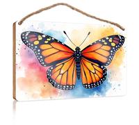 Funny Home Decor For Door Colorful Monarch Butterfly Art Wooden Sign Home Signs Wall Decor Funny Hanging Sign(15X28CM)