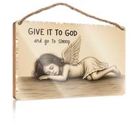 Funny Home Decor For Door Give It To God And Go To Sleep: A Serene Angel'S Lullaby Wooden Sign Home Signs Wall Decor Funny Hanging Sign(20X30CM)