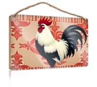 Funny Home Decor For Door Rooster With Red And Black Feathers Wooden Sign Home Signs Wall Decor Funny Hanging Sign(15X28CM)