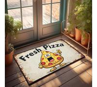 Funny Home Decor Fresh Pizza: A Joyful Slice With A Friendly Face! Doormat Welcome Mats For Front Door Outdoor Anti Slip Mat(65X90CM)