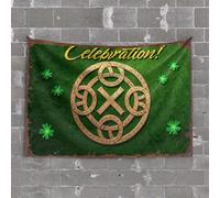 Funny Home Decor Golden Celtic Knot On Green Background with Celebration Text Tapestry Room Accessories for Teen Boys Decorations for Bed(75X100CM)