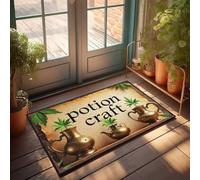 Funny Home Decor Golden Vessels Of Potion Craft: A Magical Herbal Display Doormat Welcome Mats For Front Door Outdoor Anti Slip Mat(40X60CM)