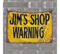 Funny Home Decor Jim's Shop: A Warning Sign Tapestry Room Accessories for Teen Boys Funny Room Decor(75X100CM)
