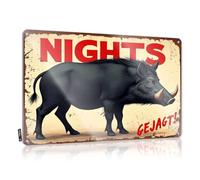 Funny Home Decor Metal Wall Decoration Rustic Fun | Nights Of Wild Boar Hunting! Beautiful Metal Wall Decor For Longhorn Home(30X40CM)
