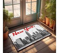 Funny Home Decor New York Cityscape: Urban Skyline With Empire State Building Doormat Welcome Mats For Front Door Outdoor Anti Slip Mat(65X90CM)