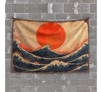 Funny Home Decor Raging Waves Under A Fiery Sunset: A Dynamic Seascape Print Tapestry Room Accessories for Teen Boys Decorations for Bed(75X100CM)