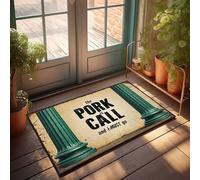 Funny Home Decor Rustic Green Columns Frame 'The Pork Is Call' Sign Doormat Welcome Mats For Front Door Outdoor Anti Slip Mat(50X80CM)
