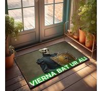 Funny Home Decor Skull In Black Robe Holding Shield With Crossed Swords Doormat Welcome Mats For Front Door Outdoor Anti Slip Mat(40X60CM)