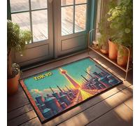 Funny Home Decor Tokyo: A Futuristic Cityscape With Towering Skyscrapers And Golde Doormat Welcome Mats For Front Door Outdoor Anti Slip Mat(40X60CM)
