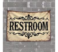 Funny Home Decor Vintage Restroom Sign Design Tapestry Room Accessories for Teen Boys Funny Room Decor(75X100CM)