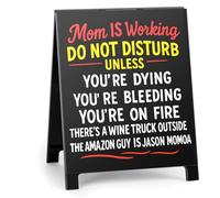 Funny Home Office Decor Mom Is Working Do Not Disturb Funny Desk Sign for Women Wife Gag Fun Gift for Coworker Friends Lady Boss Happy Birthday Gifts for Mom Office Desk Sign Cubicle Decor