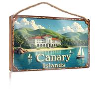 Funny Home Sign Canary Islands: A Tropical Paradise By The Sea Wooded Sign Office Decor Bar Signs For Man Cave(23X35CM)