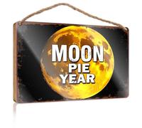 Funny Home Sign Celebrate The Moon Pie Year With Us! Wooded Sign Office Decor Bar Signs For Man Cave(23X35CM)