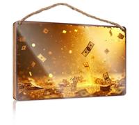 Funny Home Sign Money Falls Like Stars In A Golden Shower Wooded Sign Hippie Decor Spring Signs For Home Decor(20X30CM)